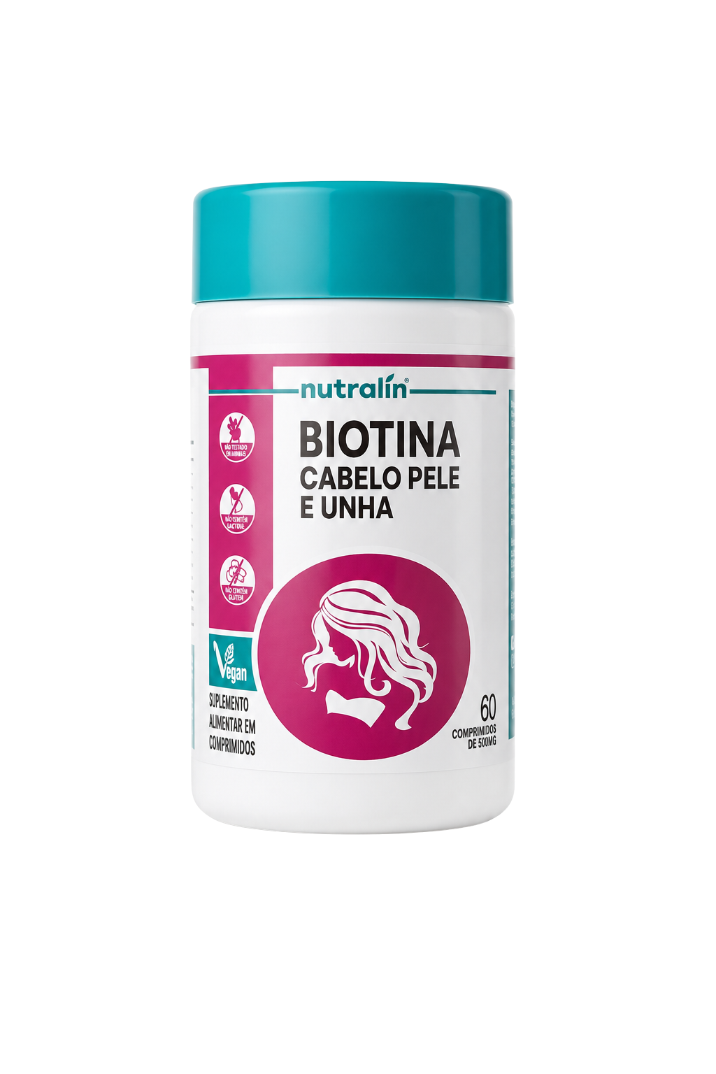 Foto profissional do pote de Biotina criado para a campanha.