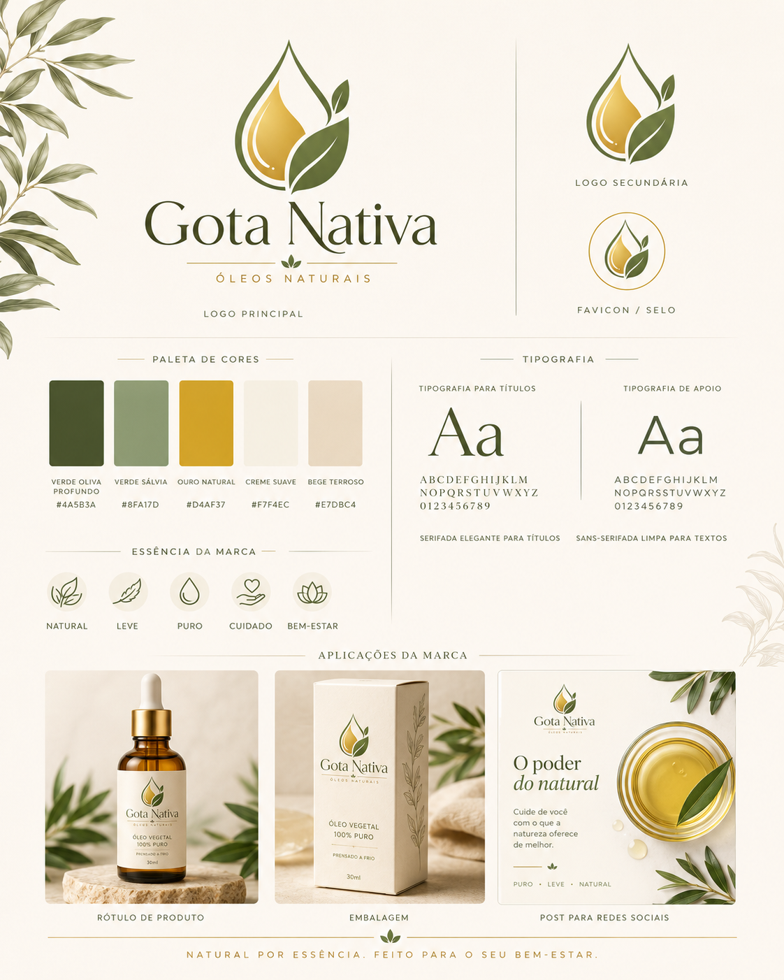 Kit de identidade visual do projeto autoral Gota Nativa.